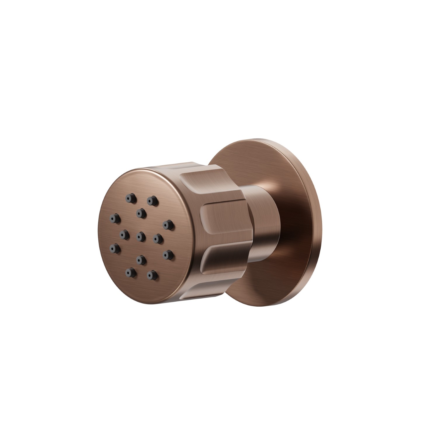 Wall-mounted,brass, articulated side jet, with round decoration - finish PVD Brushed Copper Bronze
