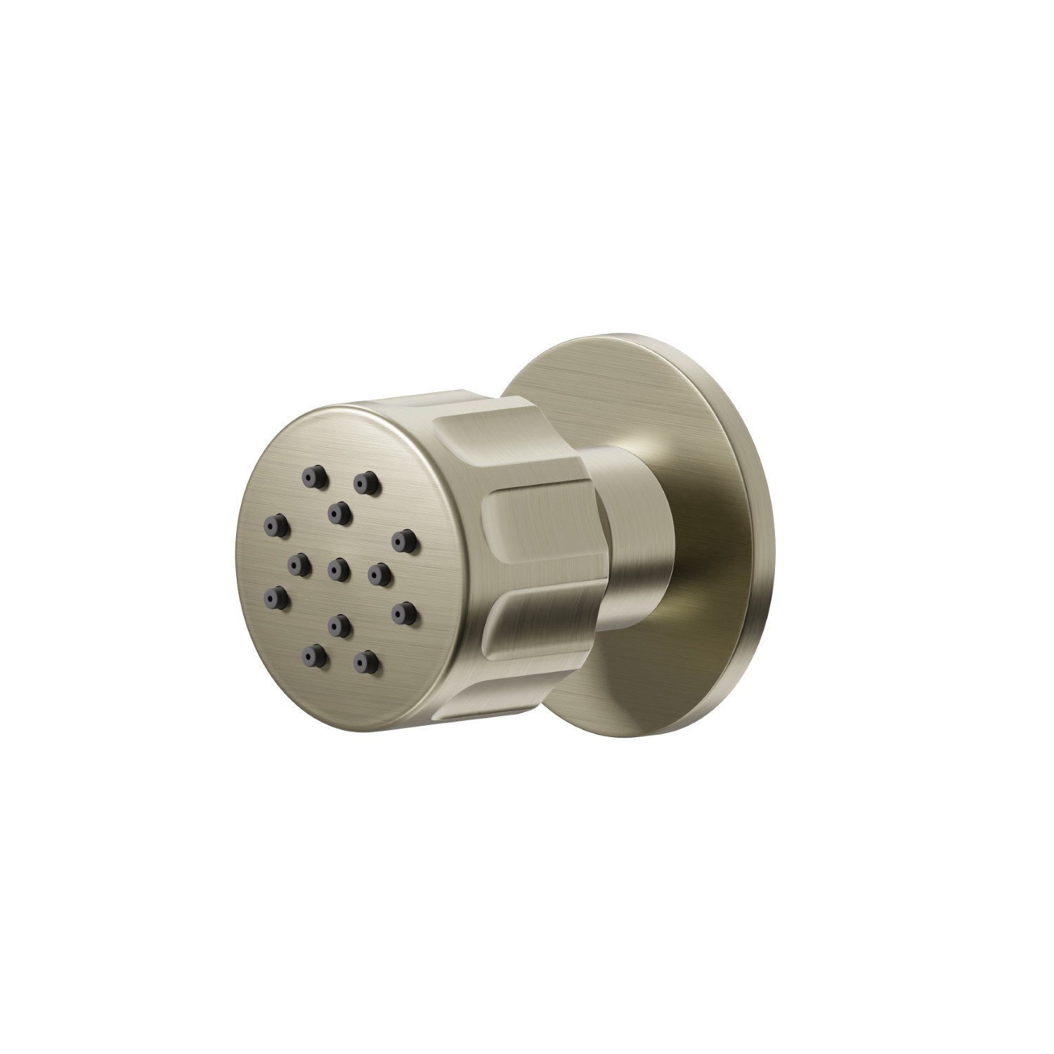 Wall-mounted,brass, articulated side jet, with round decoration - finish PVD Brushed Pale Gold