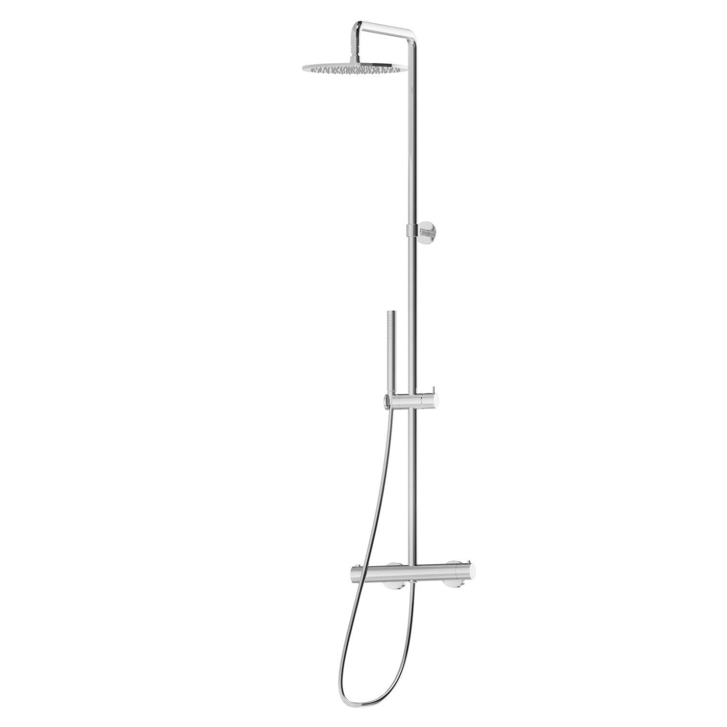 Cold body shower column with exposed thermostatic mixer complete of diverter, head shower and brass hand shower set - finish Chrome