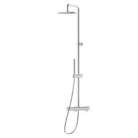 Cold body shower column with exposed thermostatic mixer complete of diverter, head shower and brass hand shower set - finish Chrome