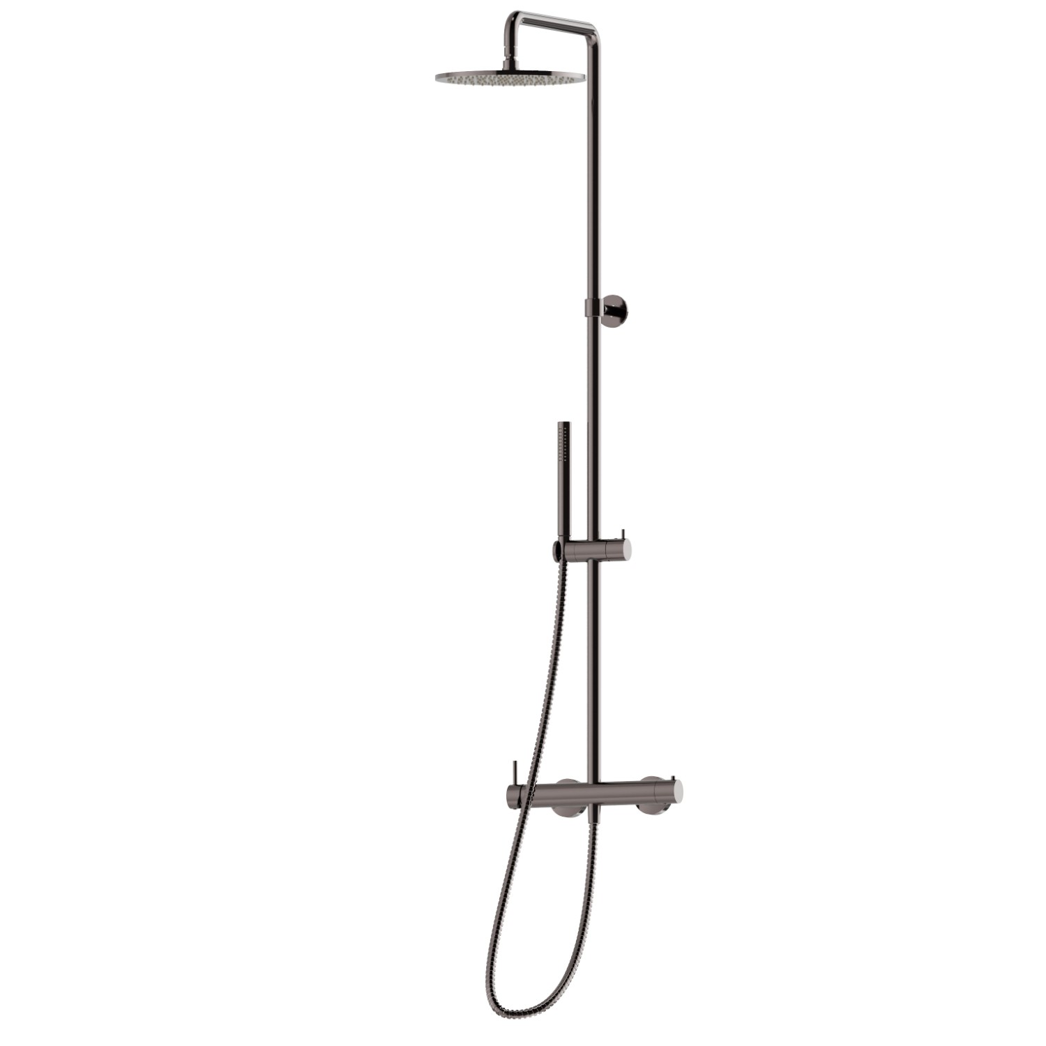 Cold body shower column with exposed mixer complete of diverter, head shower & hand shower set - finish PVD Gun Metal
