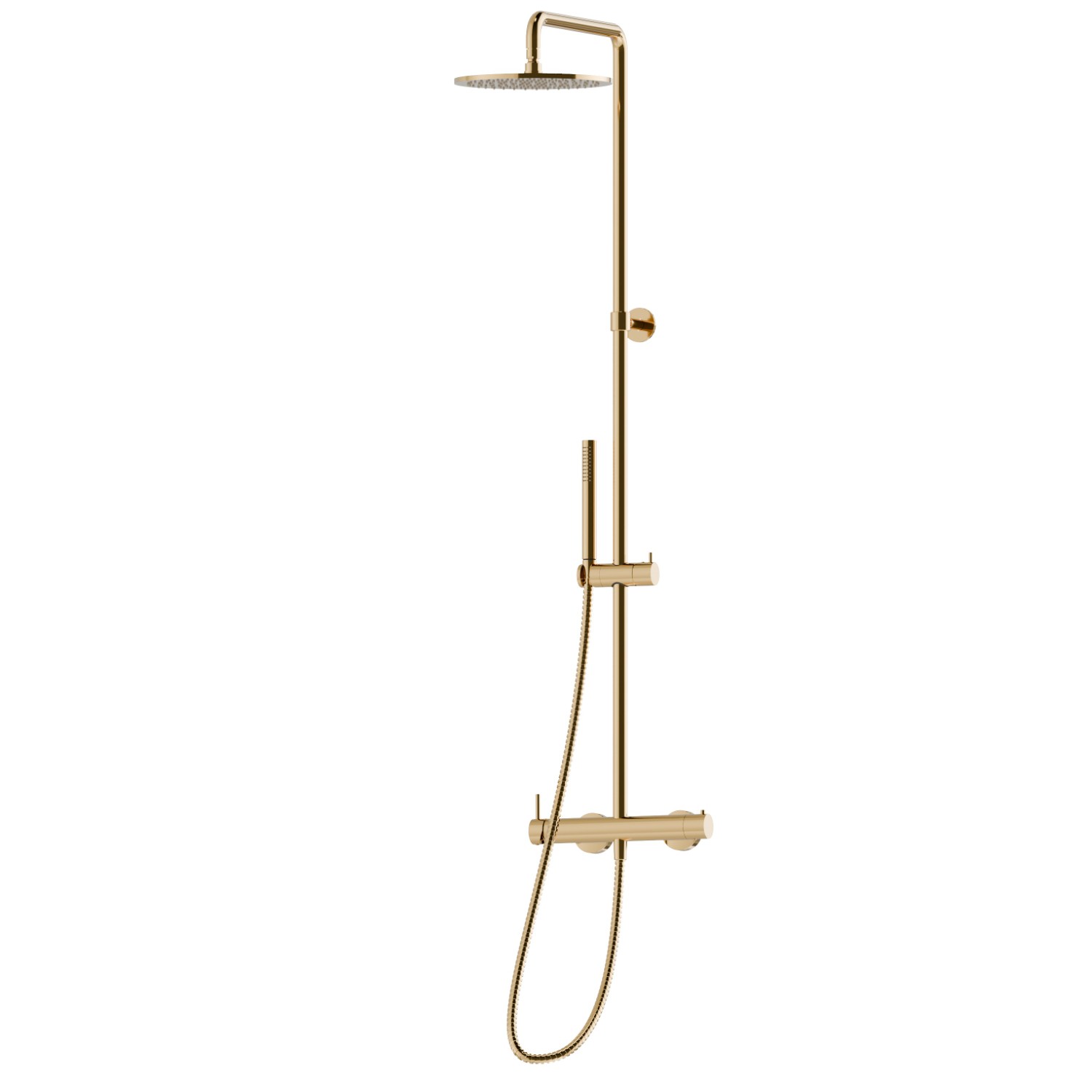 Cold body shower column with exposed mixer complete of diverter, head shower & hand shower set - finish PVD Glossy Gold