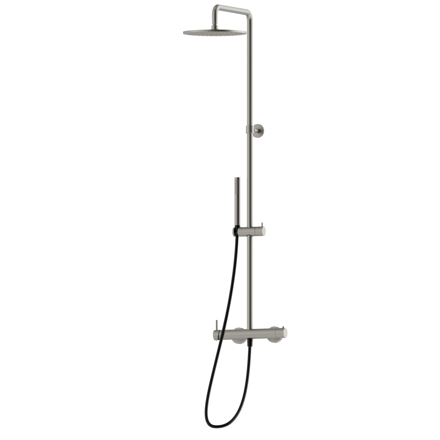Duschsäule mit kaltem Körper mit externem Einhebelmischer komplett mit Umsteller, Kopfbrause und Handbrause - oberfläche Titanium Satin