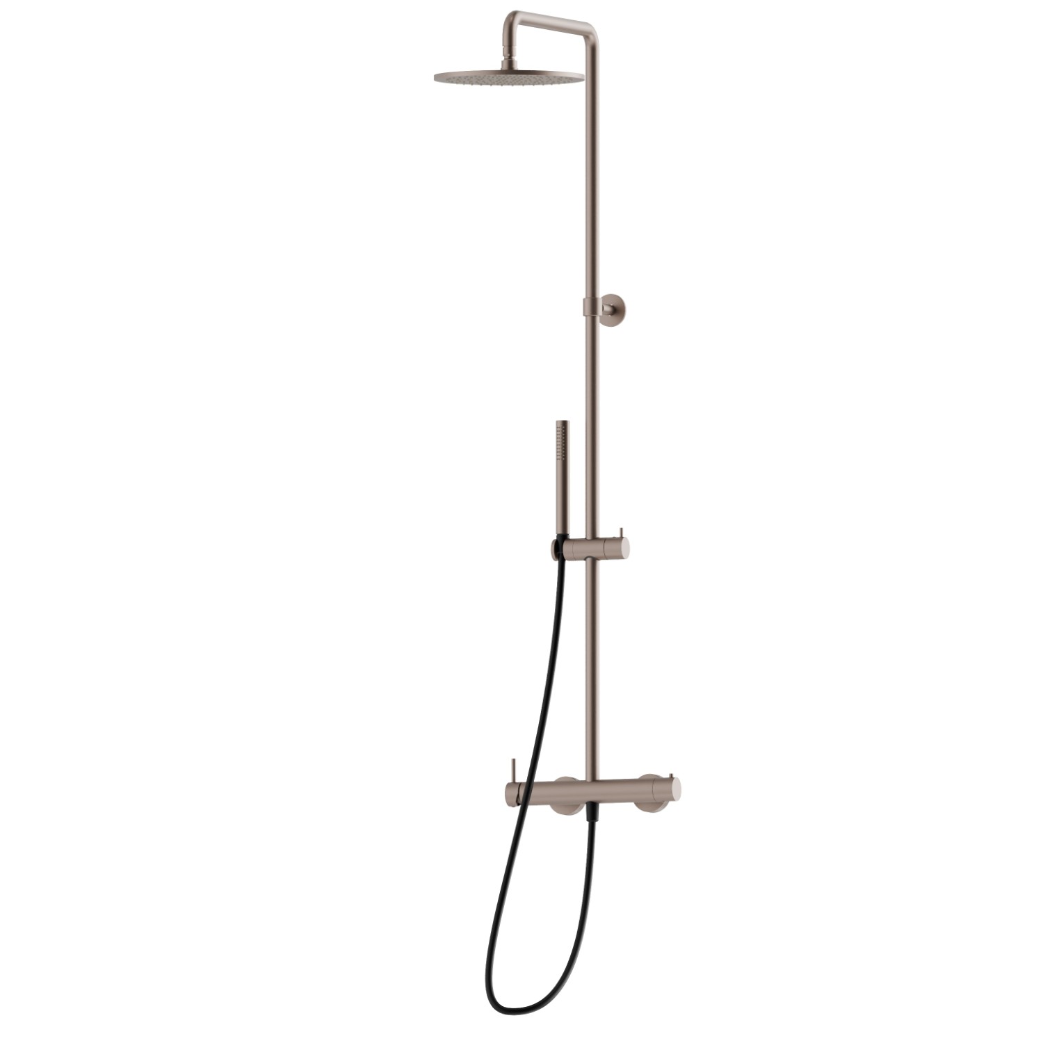 Duschsäule mit kaltem Körper mit externem Einhebelmischer komplett mit Umsteller, Kopfbrause und Handbrause - oberfläche Copper Glossy