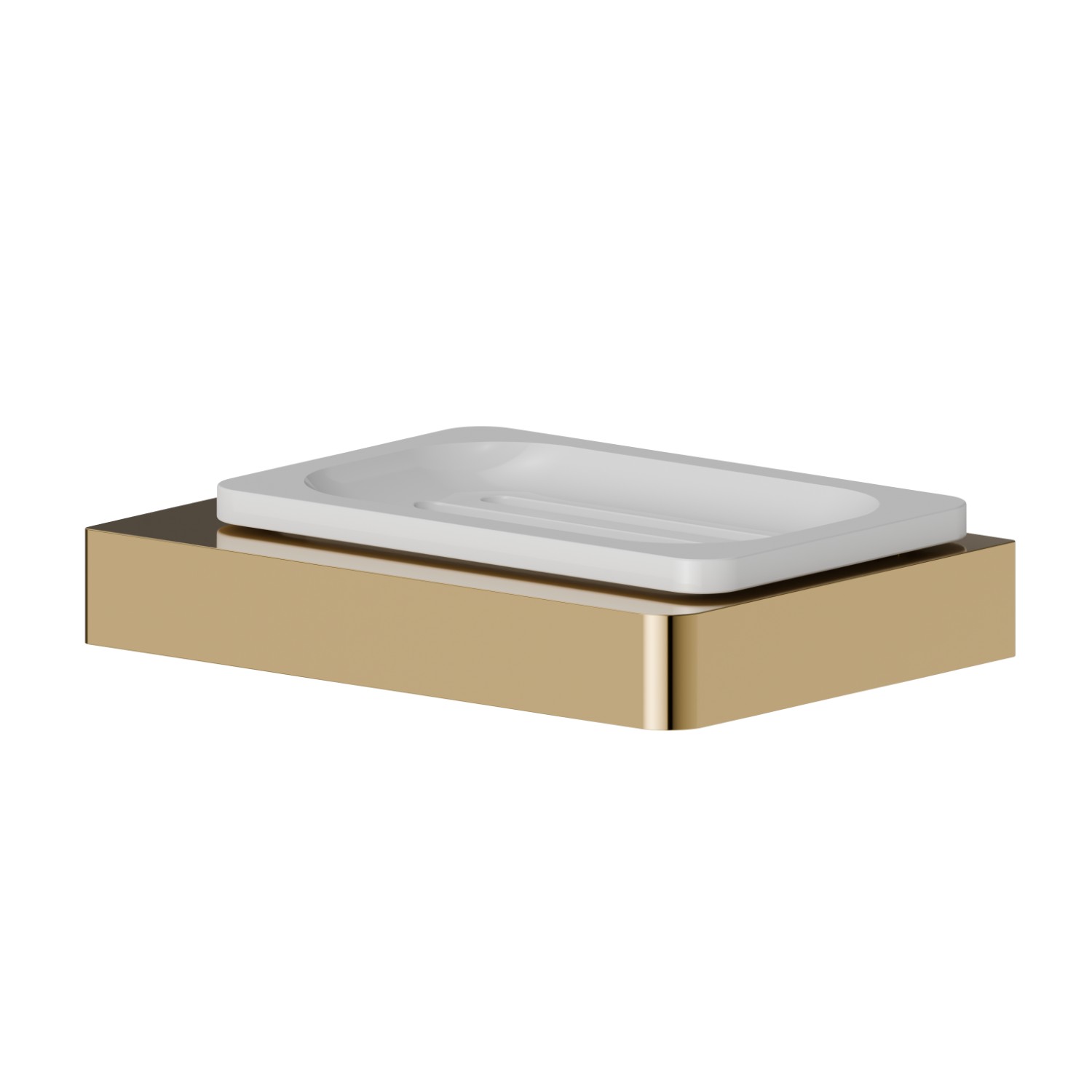 Wandmontierter Seifenhalter. Weiẞe keramik - oberfläche PVD Glossy Gold