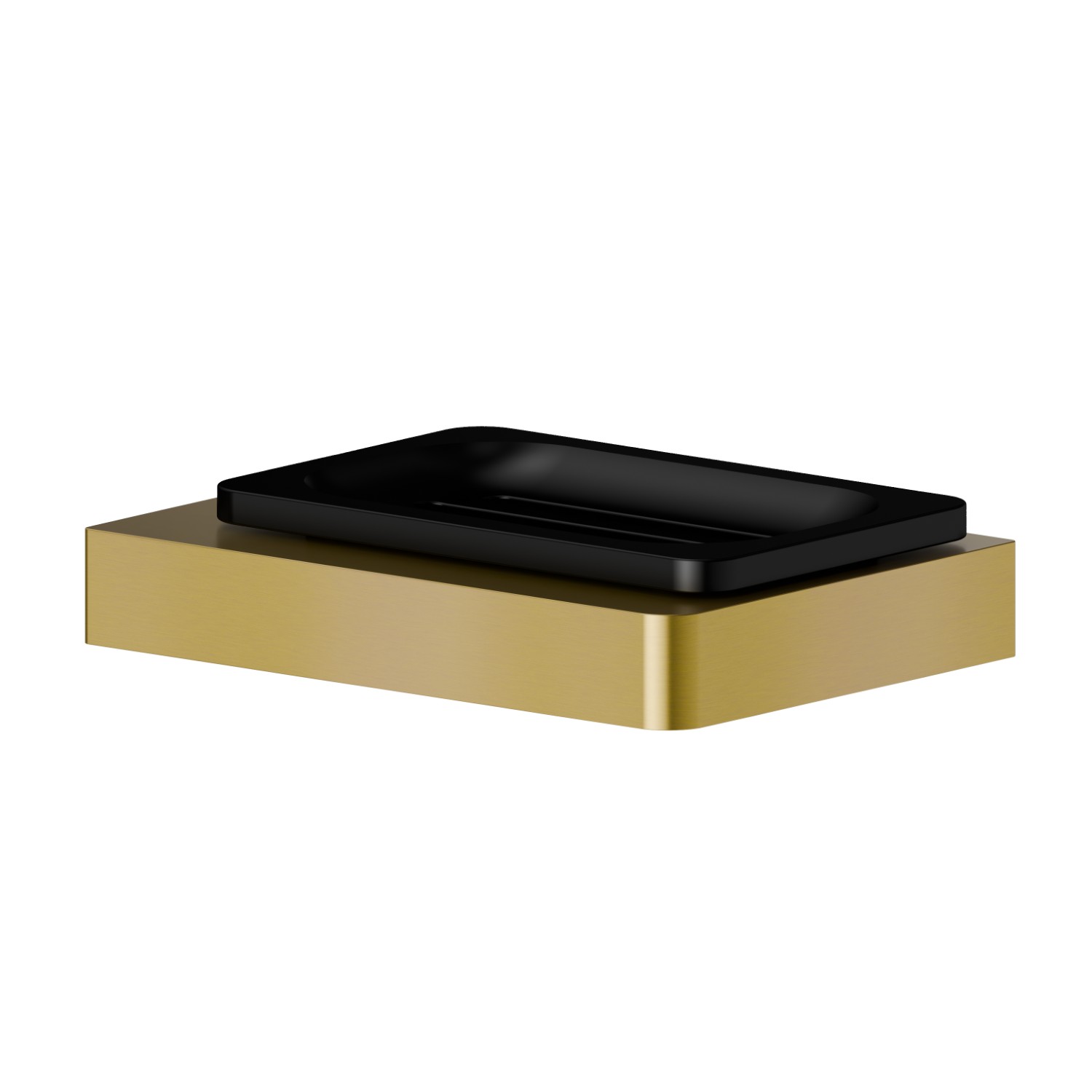 Porta sapone a muro. Ceramica Nera - finitura PVD Brushed Gold