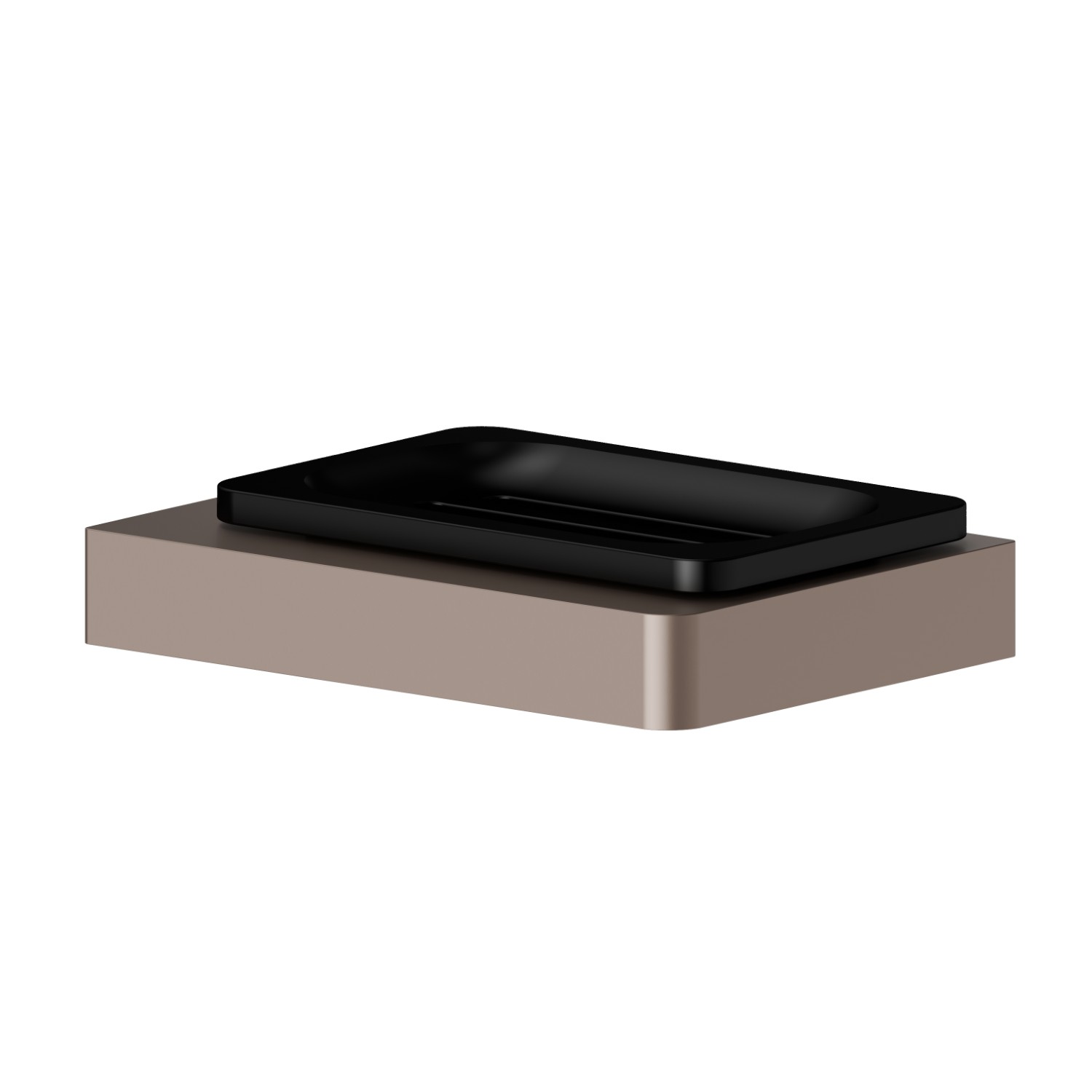 Wandmontierter Seifenhalter. Schwarze keramik - oberfläche Copper Glossy