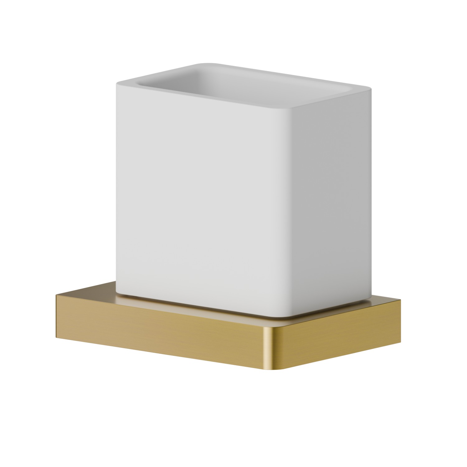 Porta bicchiere a muro. Ceramica Bianca - finitura PVD Brushed Gold