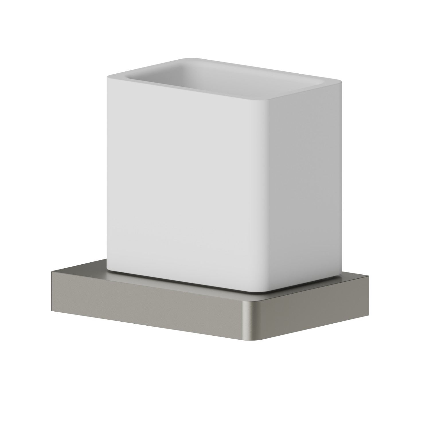 Porta bicchiere a muro. Ceramica Bianca - finitura Titanium Satin