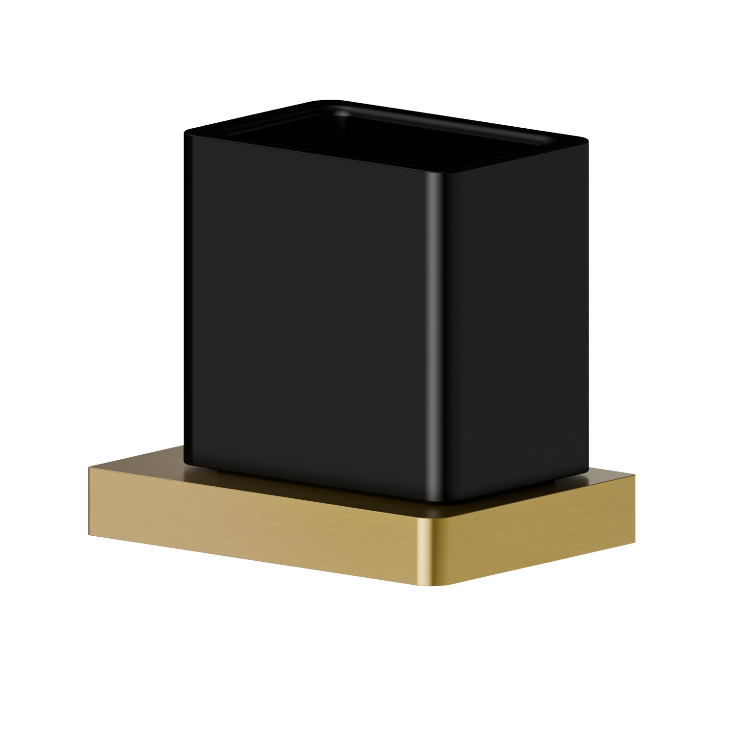Porta bicchiere a muro. Ceramica Nera - finitura PVD Brushed Gold