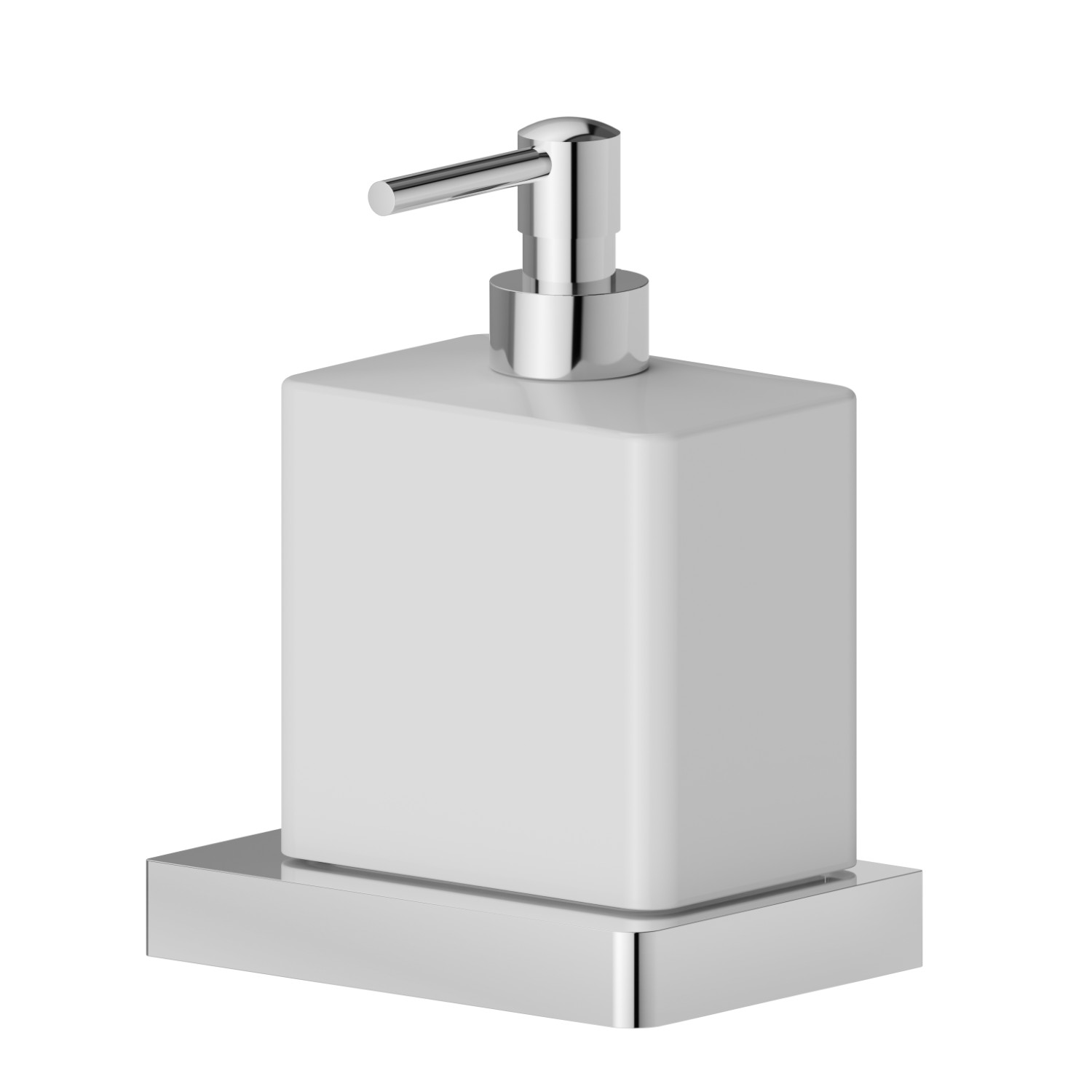 Wall-mounted soap dispenser. White ceramic - finish Chrome