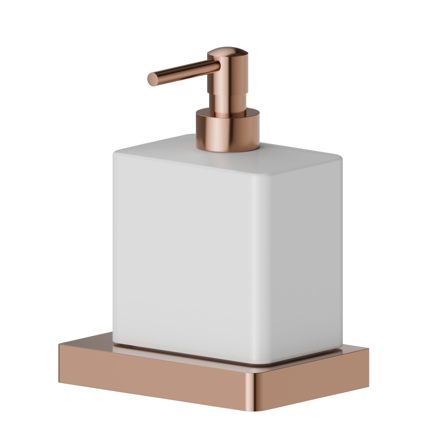 Wall-mounted soap dispenser. White ceramic - finish PVD Copper Bronze