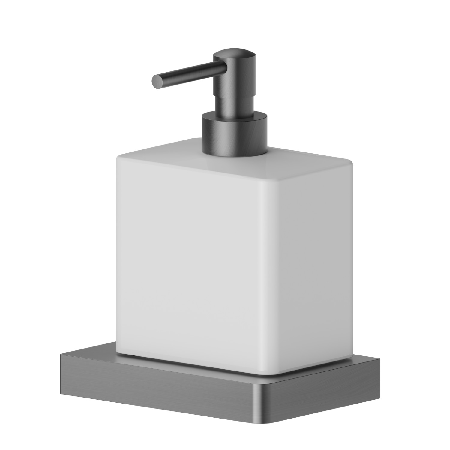 Wall-mounted soap dispenser. White ceramic - finish PVD Brushed Gun Metal