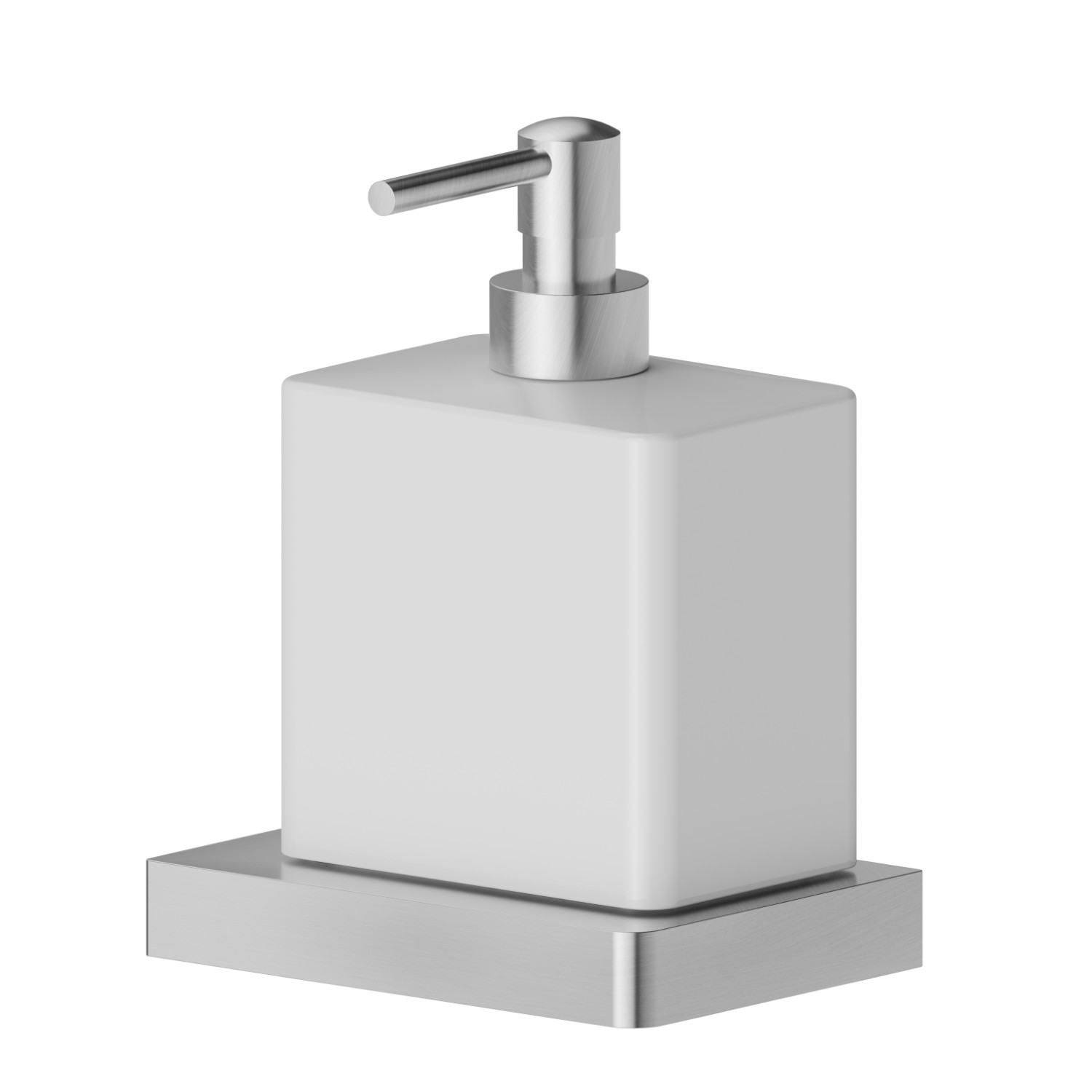 Wall-mounted soap dispenser. White ceramic - finish PVD Brushed steel