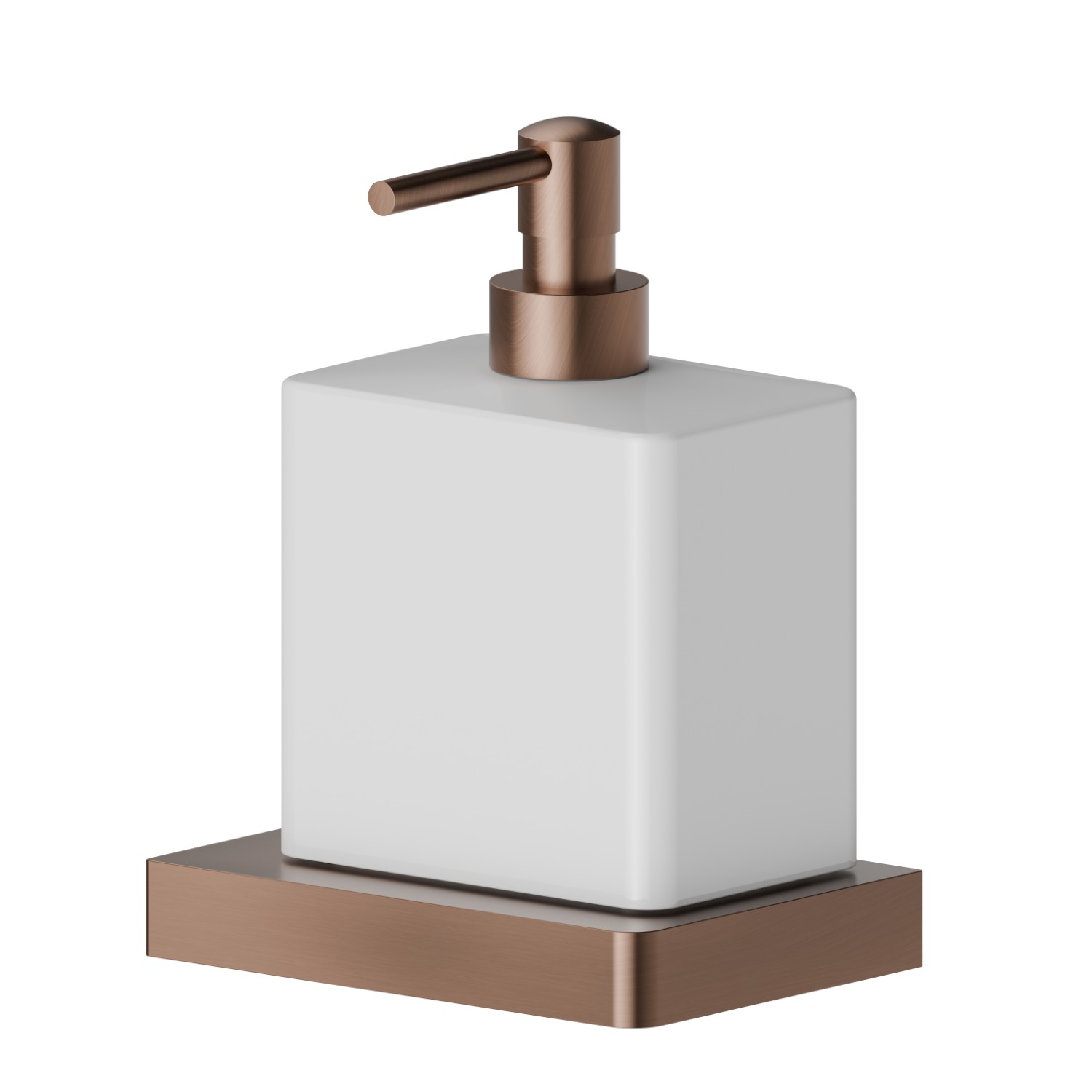 Wall-mounted soap dispenser. White ceramic - finish PVD Brushed Copper Bronze