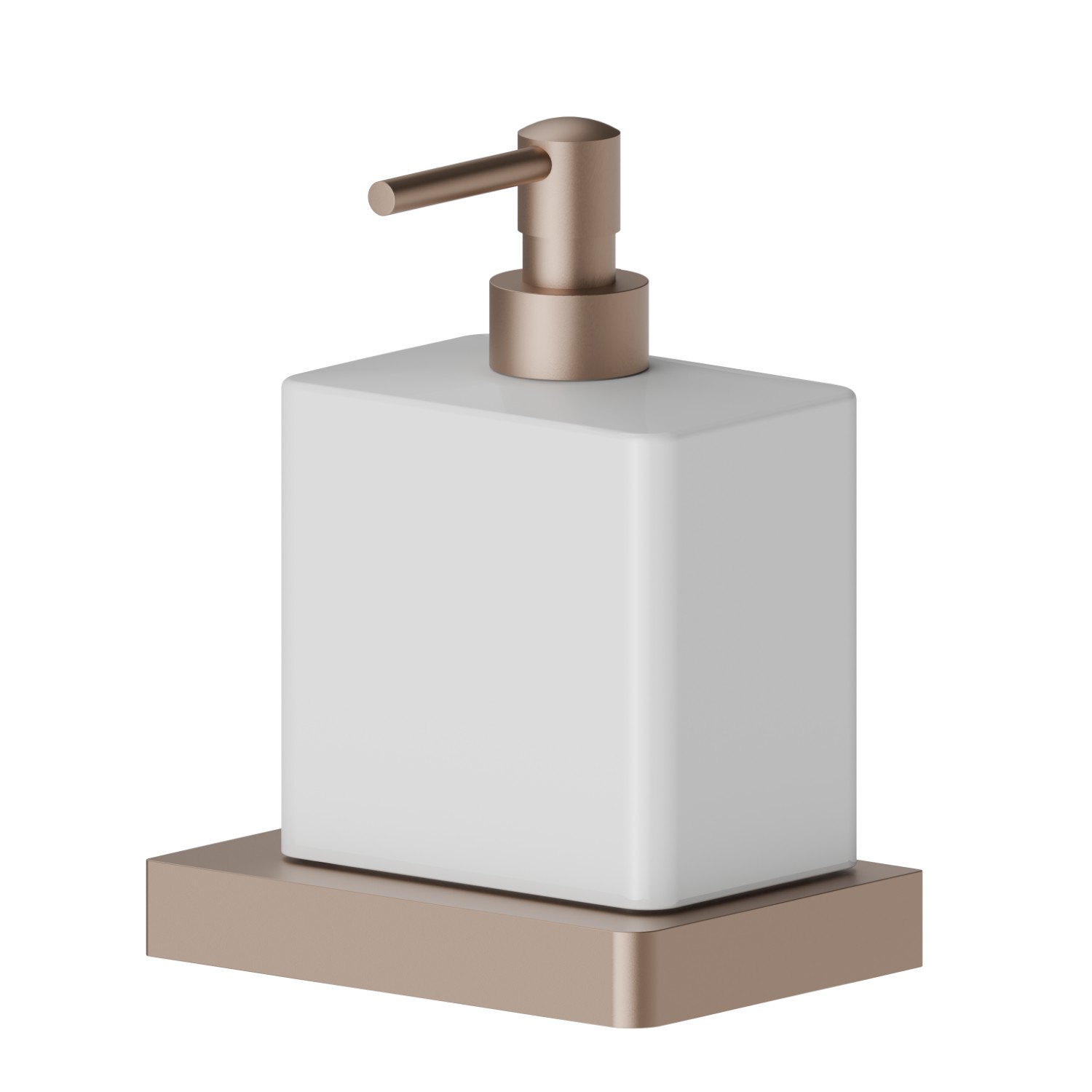 Wall-mounted soap dispenser. White ceramic - finish Copper Satin