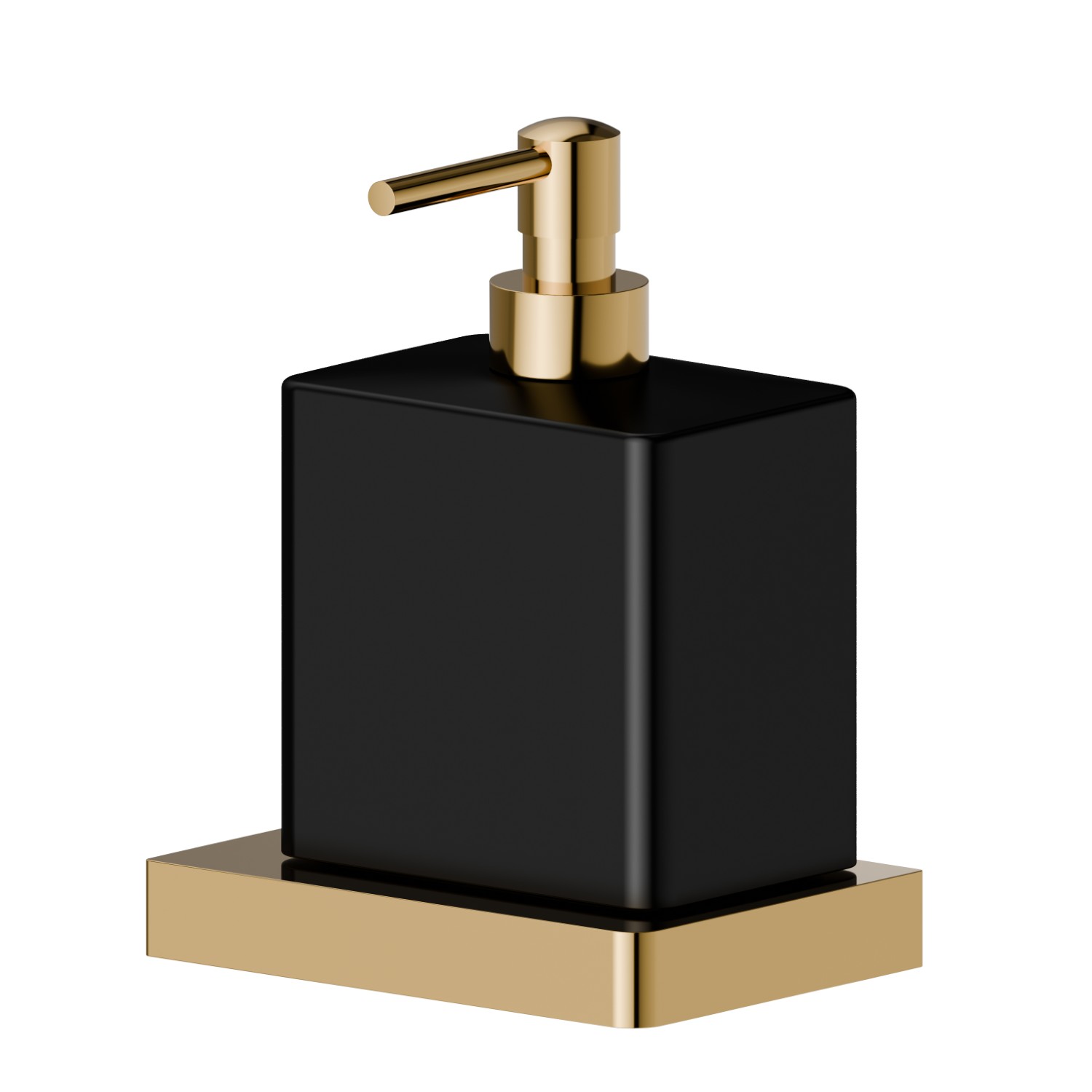 Dosa sapone a muro. Ceramica Nera - finitura PVD Glossy Gold