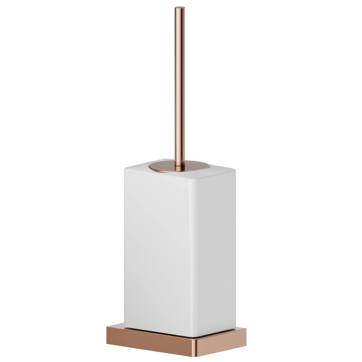Porta scopino a muro con scopino. Ceramica Bianca - finitura PVD Copper Bronze