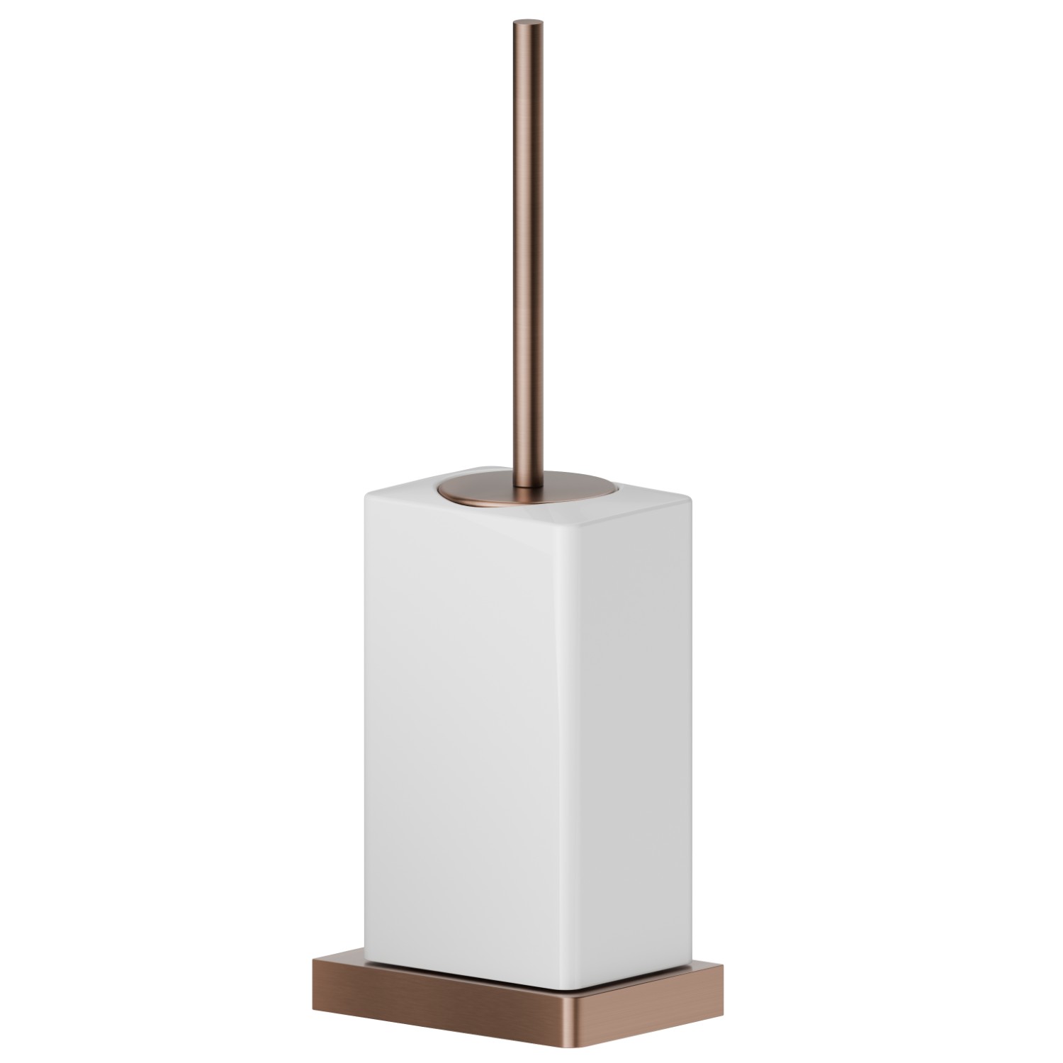 WC-Bürstengarnitur zur Wandmontage mit Toilettenbürste. Weiẞe keramik - oberfläche PVD  Copper Bronze gebürstet