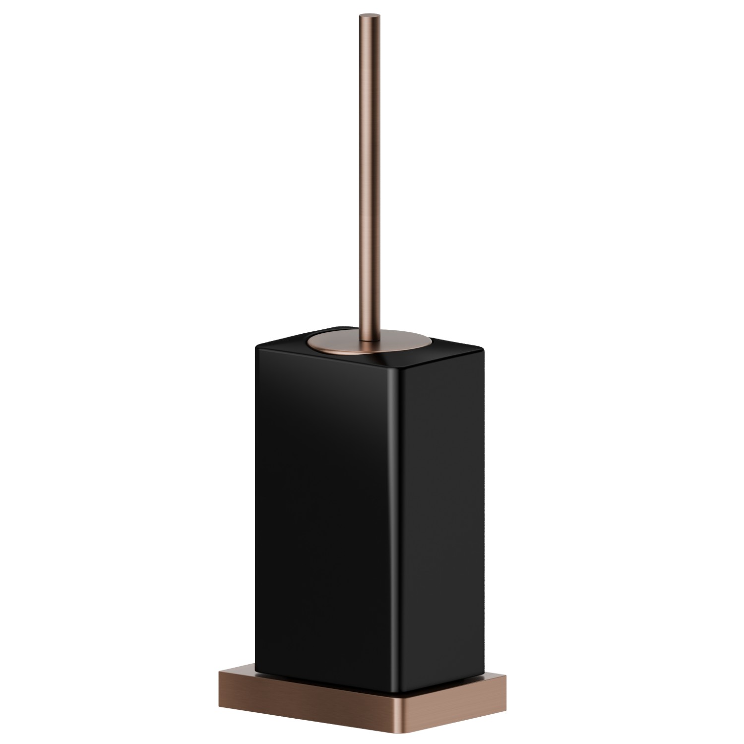 Wall-mounted toilet brush holder with brush. Black ceramic - finish PVD Brushed Copper Bronze