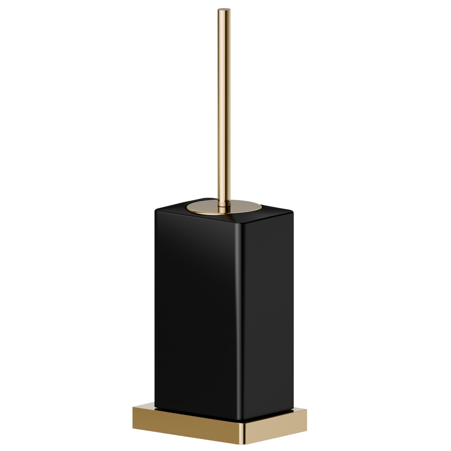 Porta scopino a muro con scopino. Ceramica Nera - finitura PVD Glossy Gold