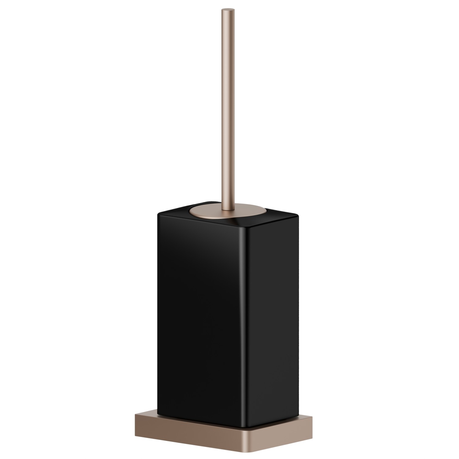 Wall-mounted toilet brush holder with brush. Black ceramic - finish Copper Satin