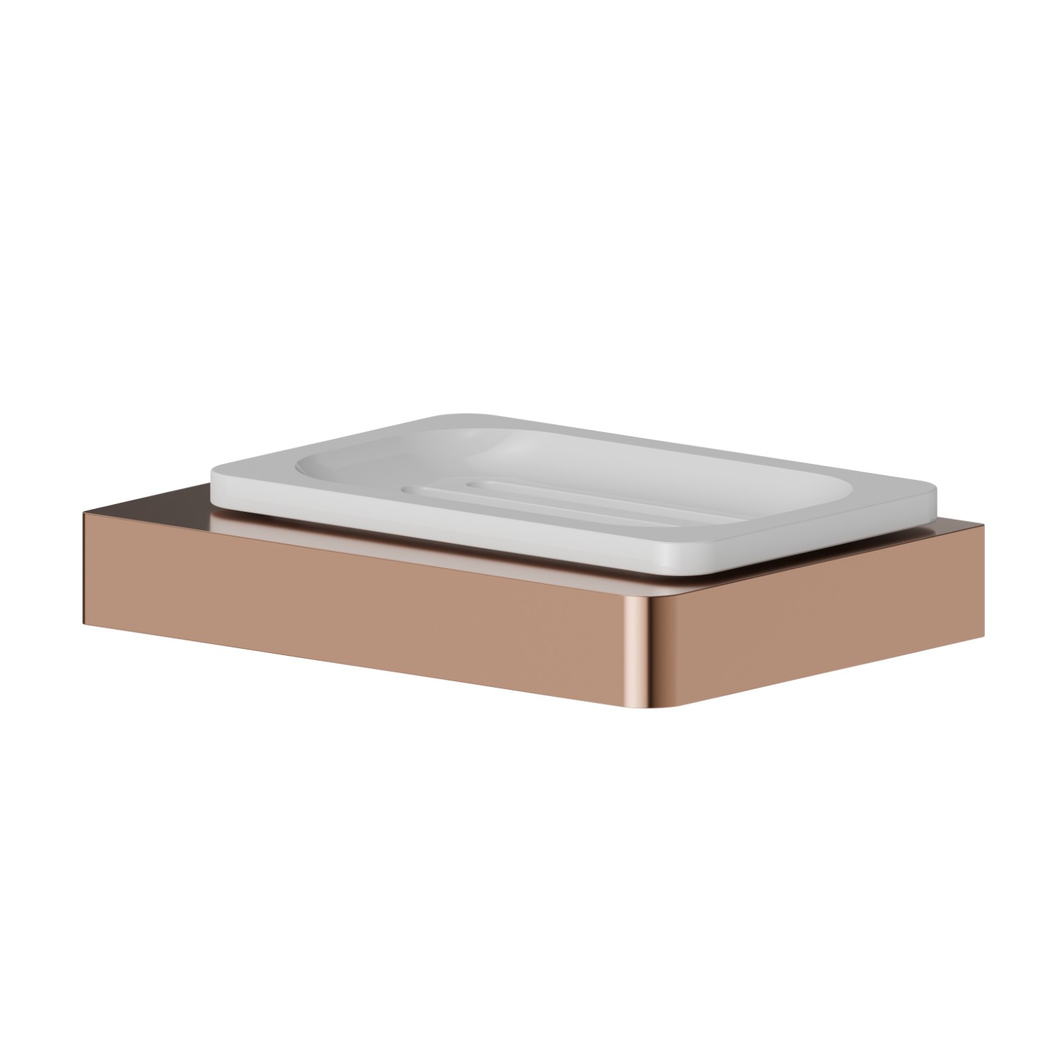 Porte-savon. Céramique blanche - finition PVD Copper Bronze
