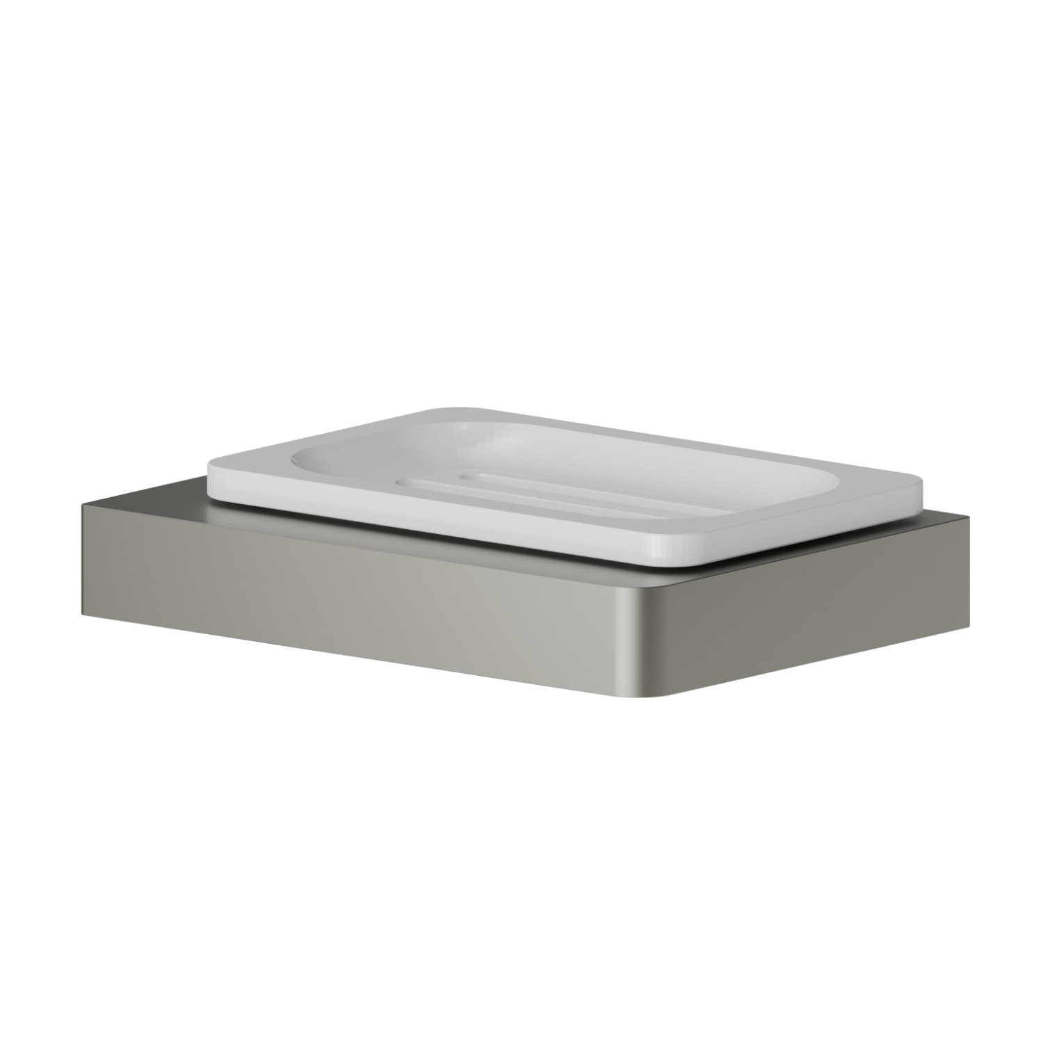 Porte-savon. Céramique blanche - finition Titanium Satin