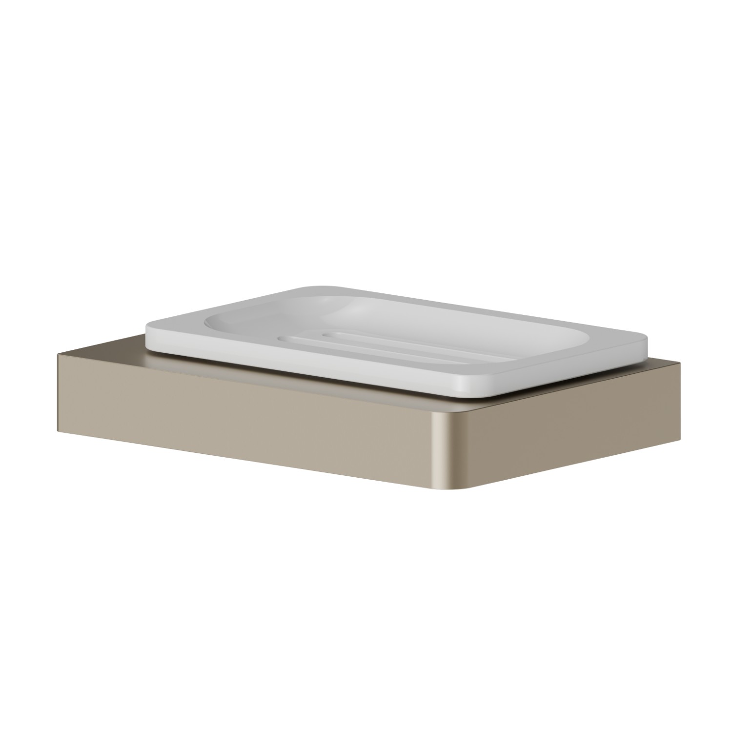 Porta sapone da appoggio. Ceramica Bianca - finitura Gold Satin