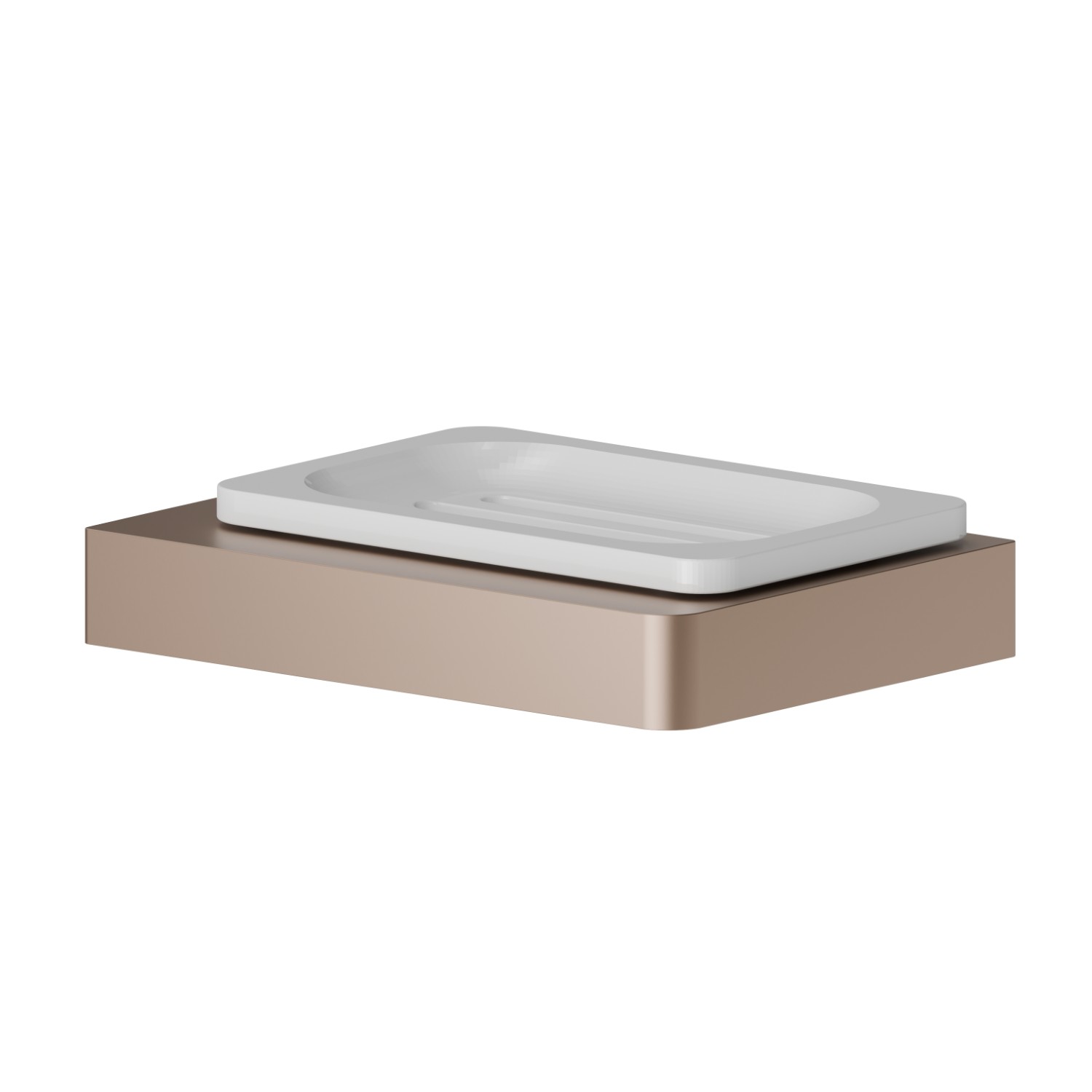 Porta sapone da appoggio. Ceramica Bianca - finitura Copper Satin