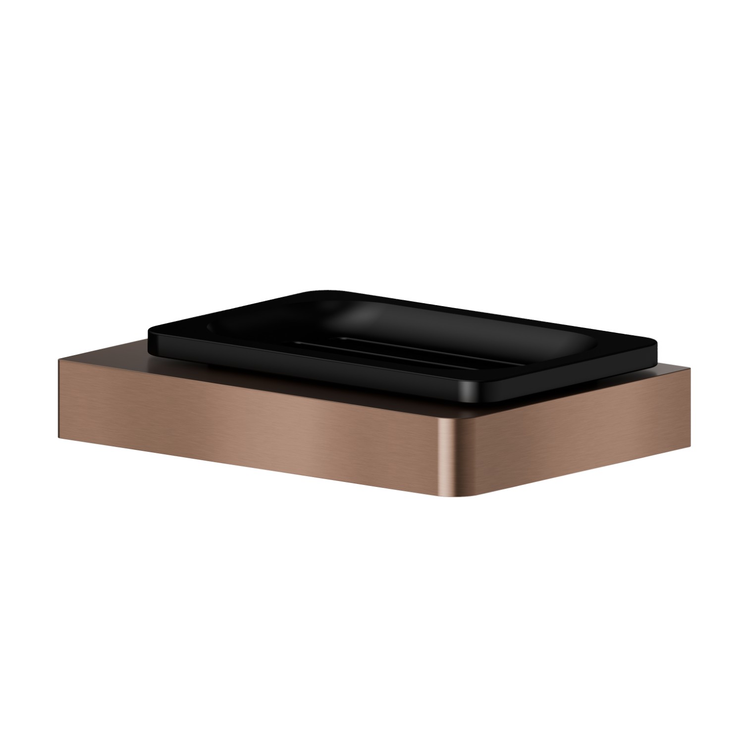 Freestanding soap dish. Black ceramic - finish PVD Brushed Copper Bronze