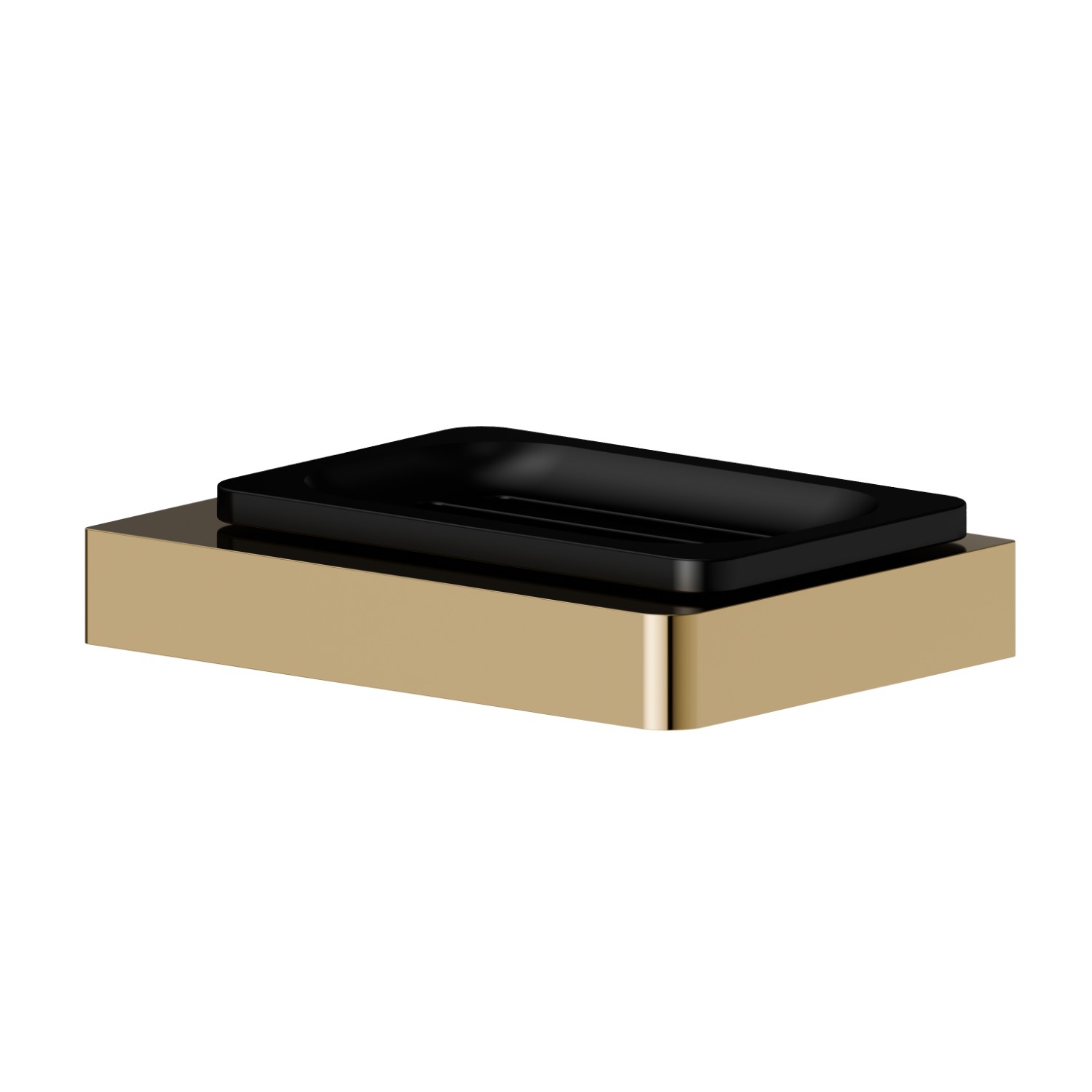 Freestanding soap dish. Black ceramic - finish PVD Glossy Gold