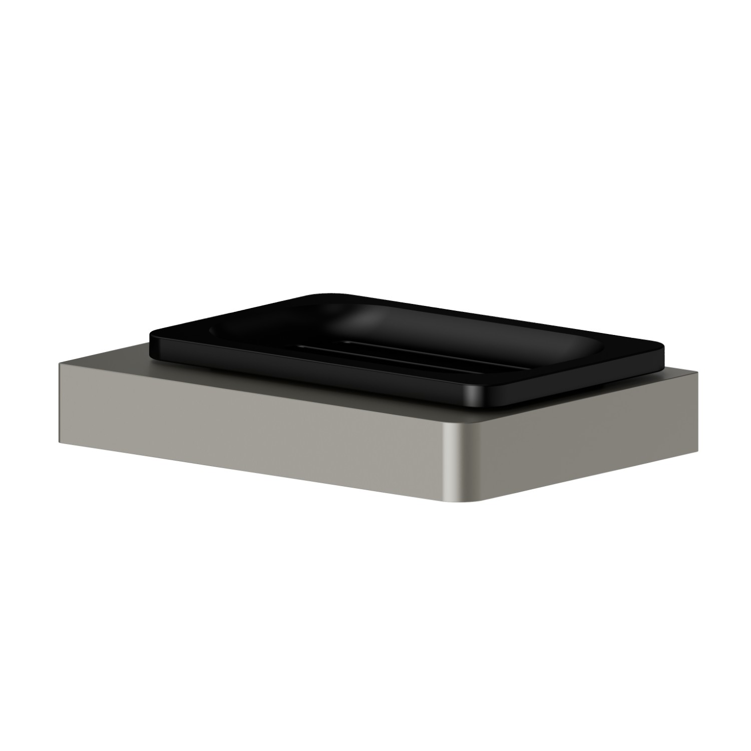 Freestanding soap dish. Black ceramic - finish Titanium Satin