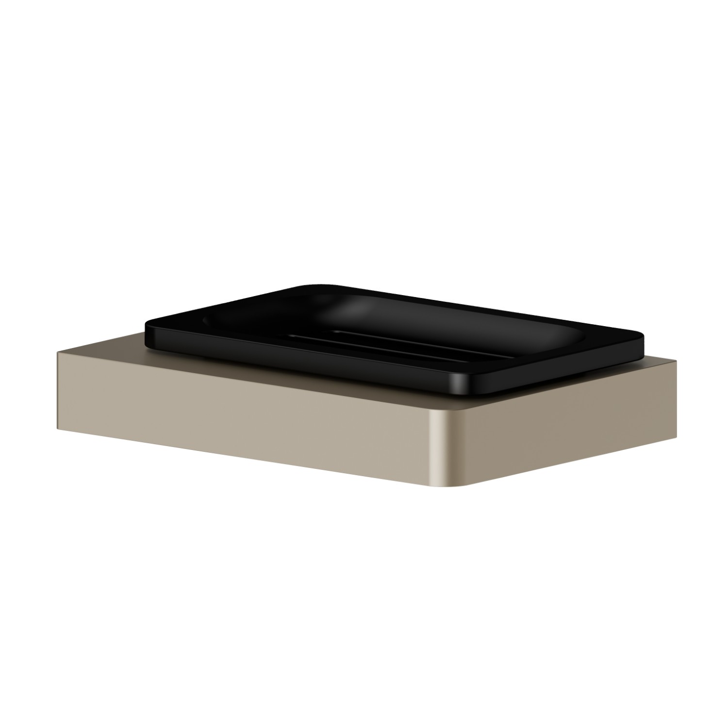 Freestanding soap dish. Black ceramic - finish Gold Satin