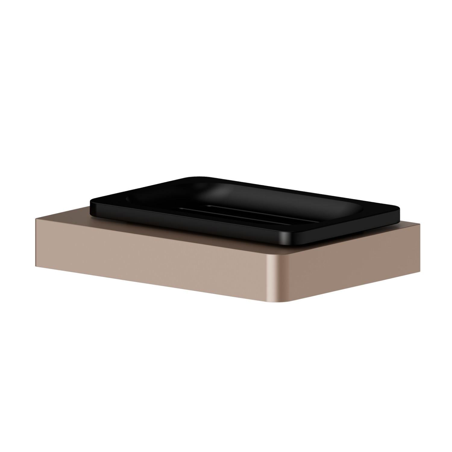 Freestanding soap dish. Black ceramic - finish Copper Satin