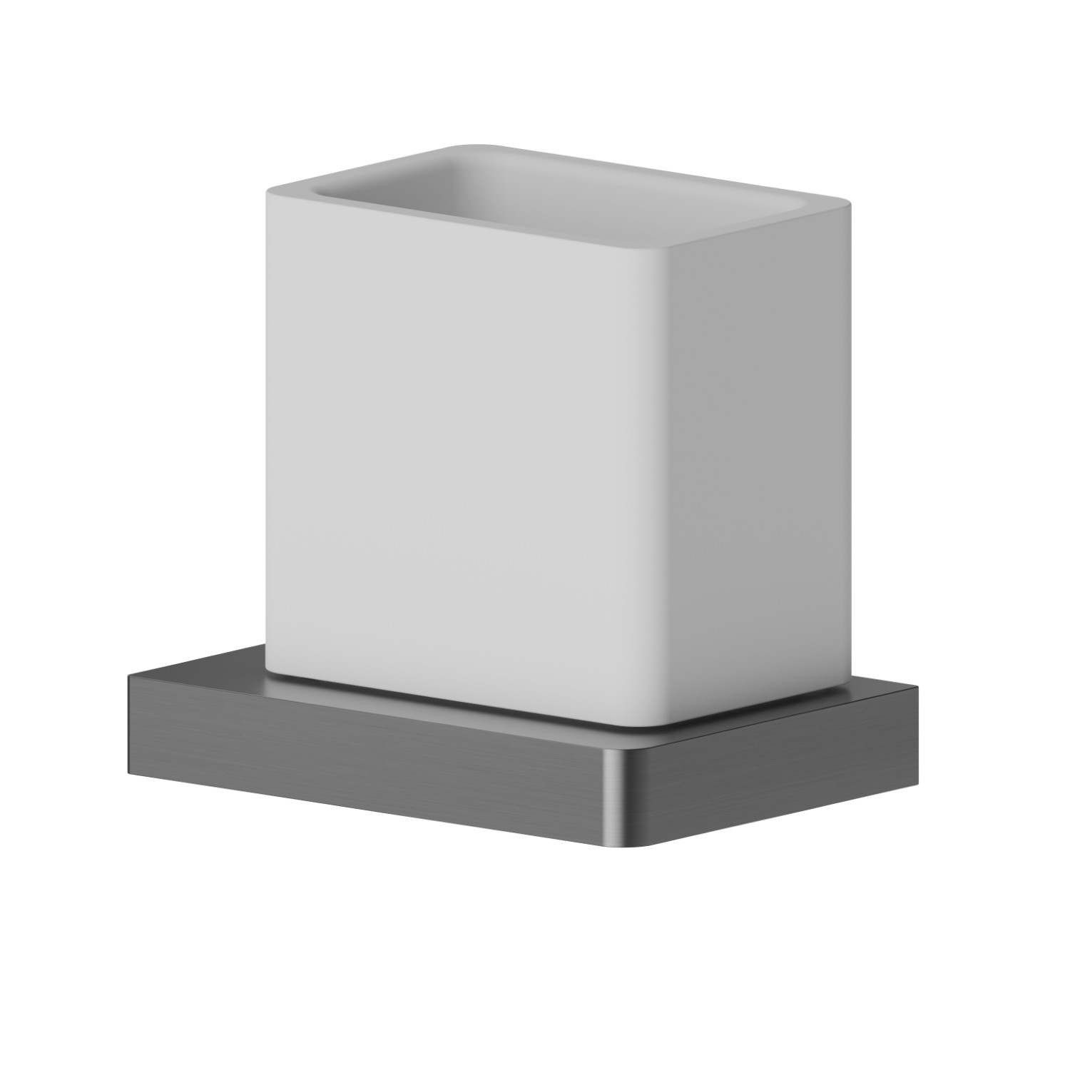Bicchiere da appoggio. Ceramica Bianca - finitura PVD Brushed Gun Metal