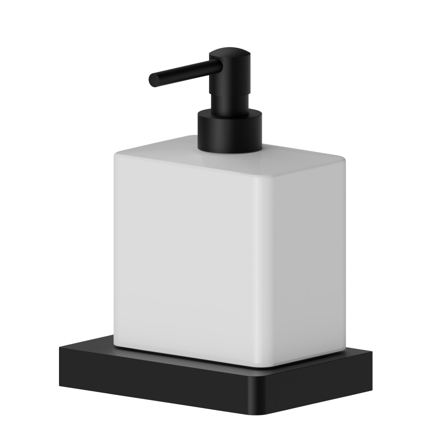 Dosa sapone da appoggio. Ceramica Bianca - finitura Nero opaco