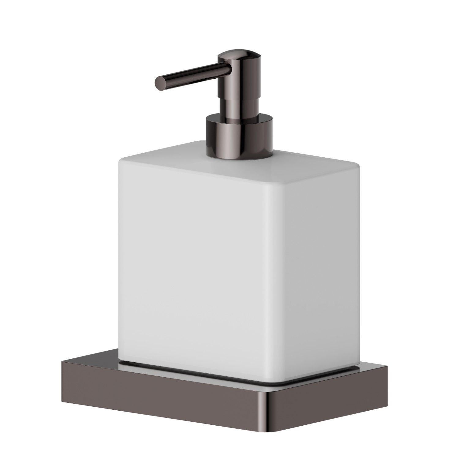 Freestanding soap dispenser. White ceramic - finish PVD Gun Metal