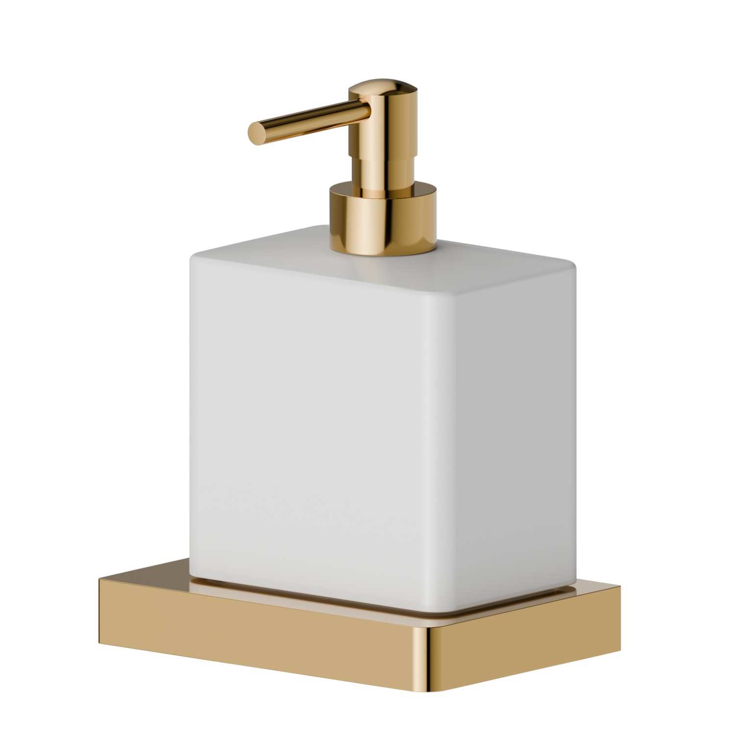 Freestanding soap dispenser. White ceramic - finish PVD Glossy Gold