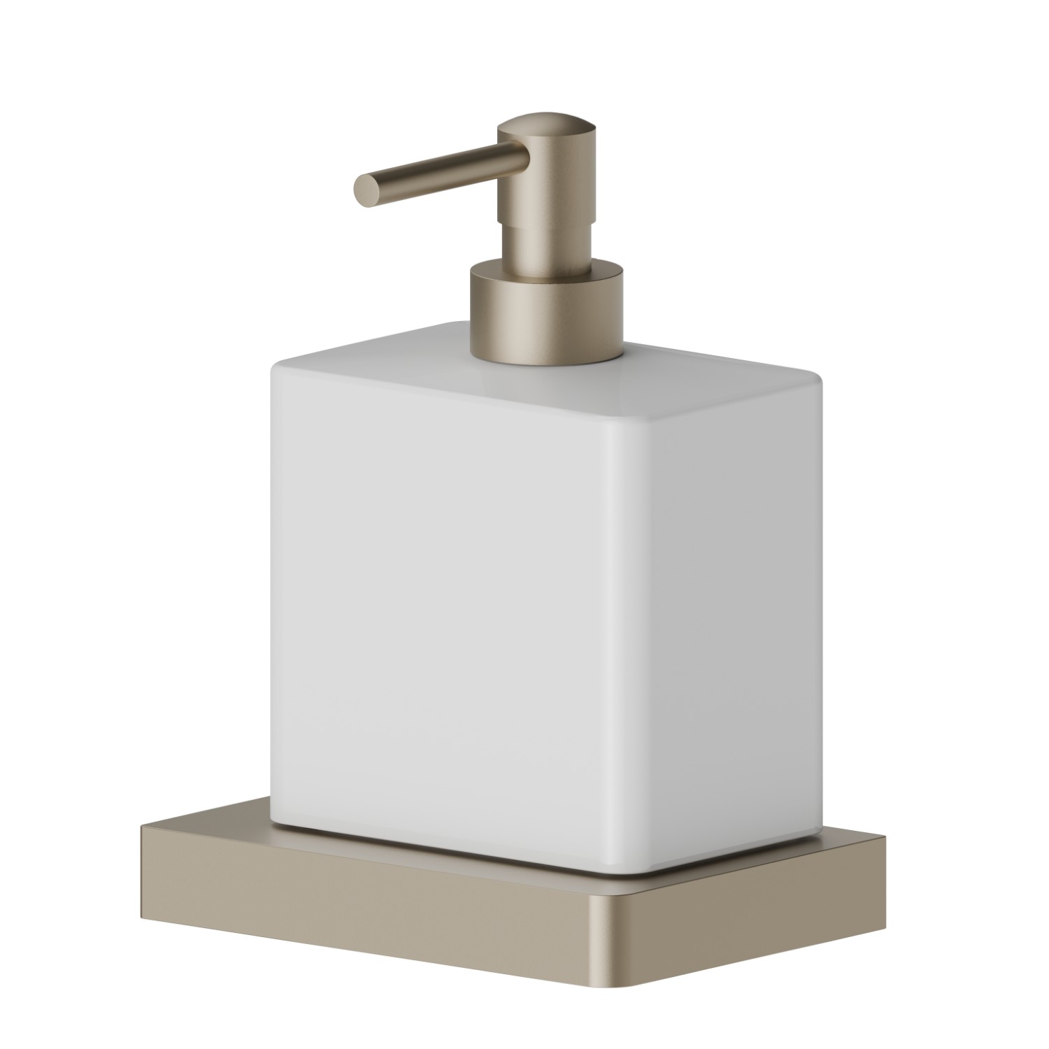 Distributeur de savon. Céramique blanche - finition Gold Satin