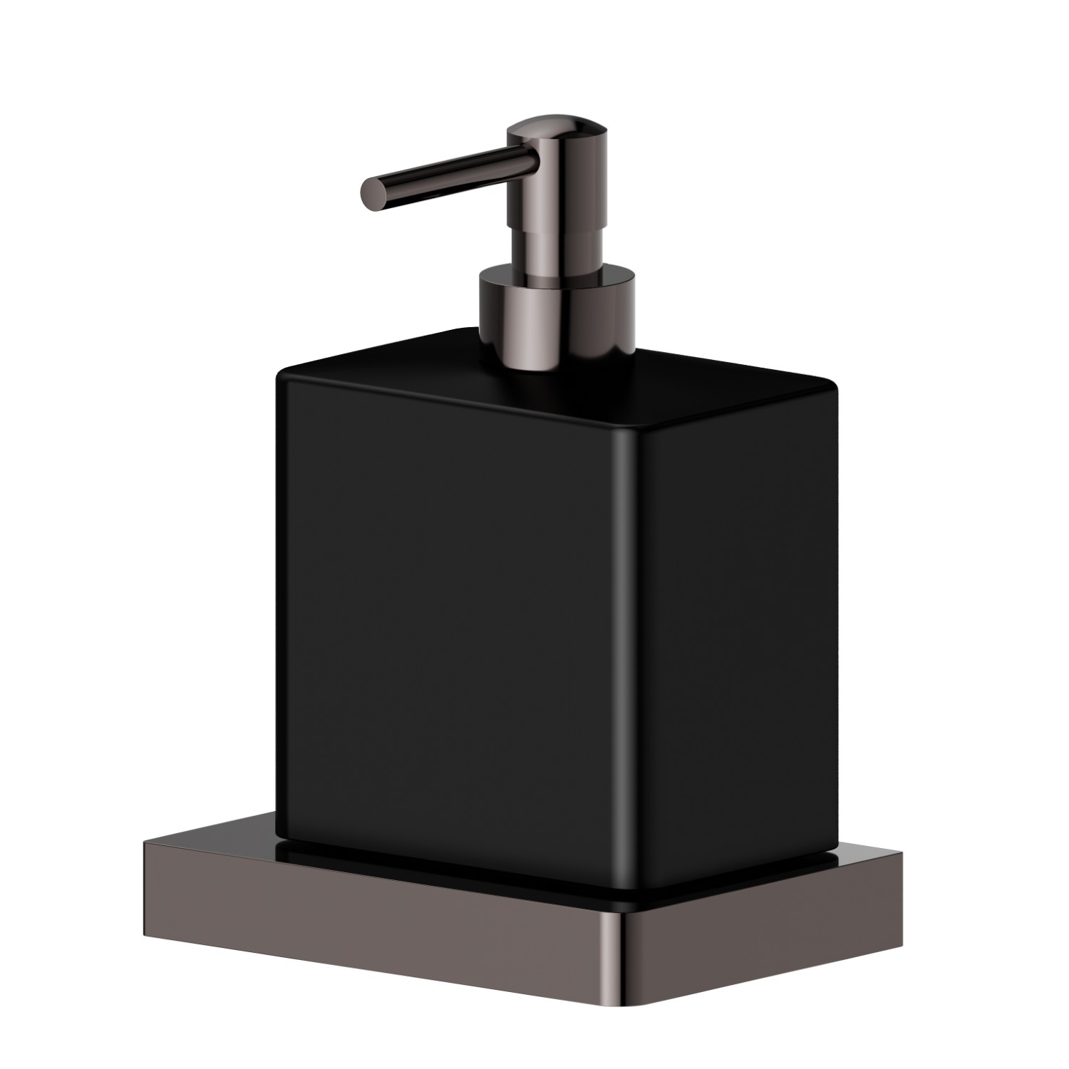 Dosa sapone da appoggio. Ceramica Nera - finitura PVD Gun Metal