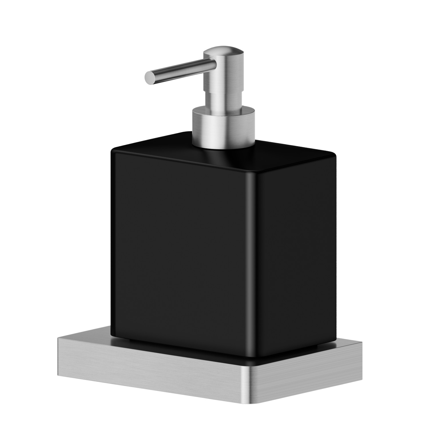 Freestanding soap dispenser. Black ceramic - finish PVD Brushed steel