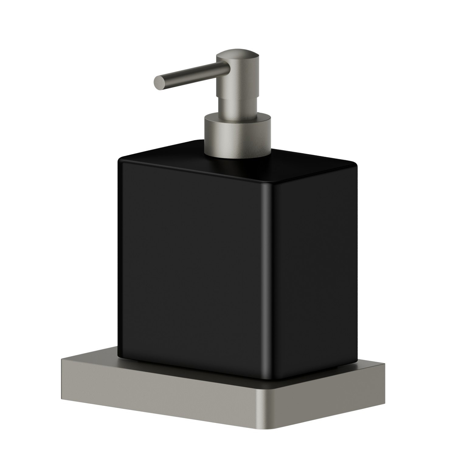 Freestanding soap dispenser. Black ceramic - finish Titanium Satin