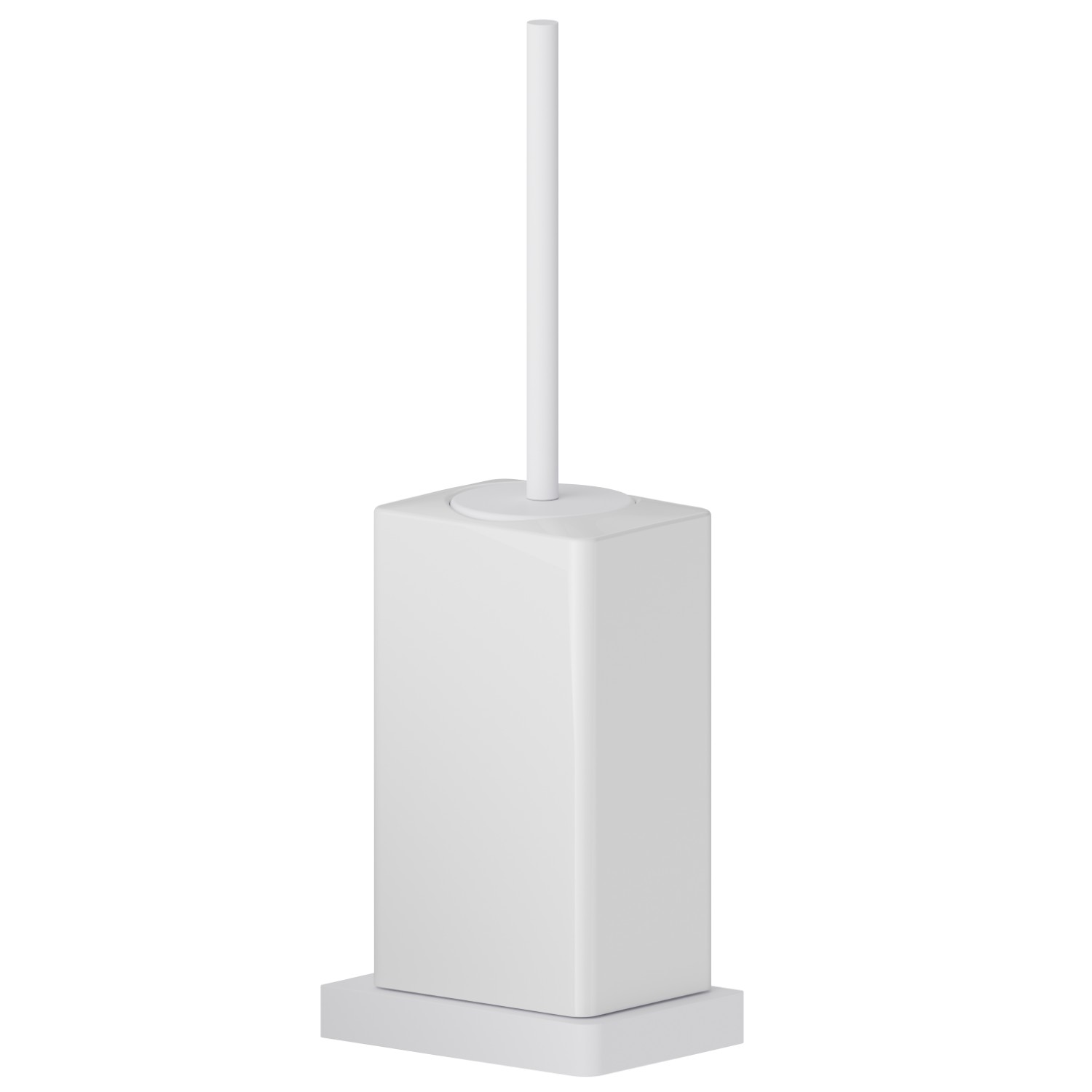Porta scopino da appoggio con scopino. Ceramica Bianca - finitura Bianco opaco