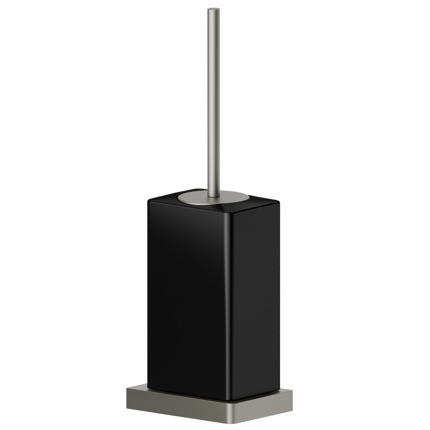 Porte-brosse de toilette sur pied avec brosse. Céramique noir - finition Titanium Satin