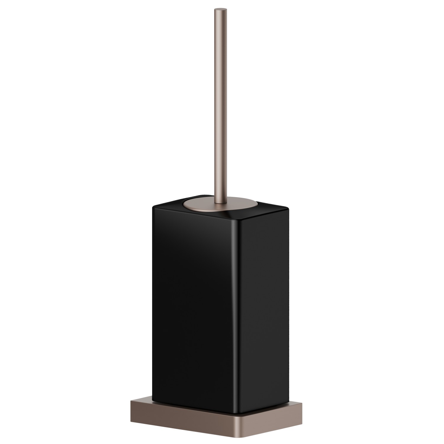 Porte-brosse de toilette sur pied avec brosse. Céramique noir - finition Copper Glossy