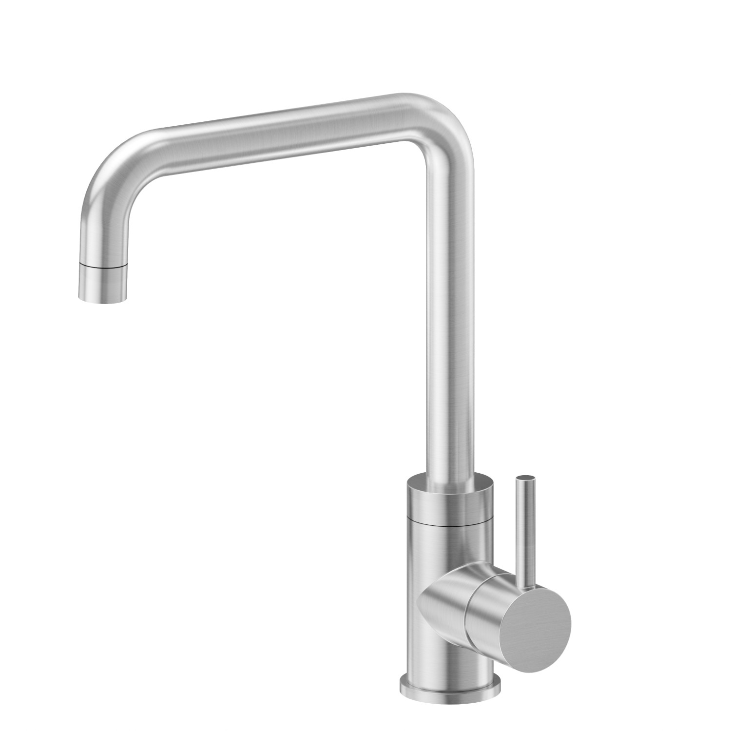 Single-lever sink mixer with squared swivel spout - finish PVD Brushed steel
