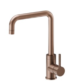 Single-lever sink mixer with squared swivel spout - finish PVD Brushed Copper Bronze