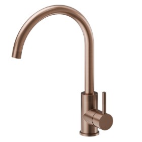 Single-lever sink mixer with round swivel spout - finish PVD Brushed Copper Bronze
