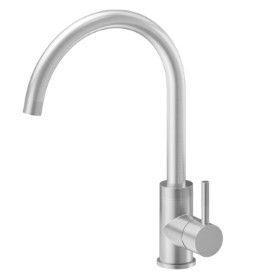 Single-lever sink mixer with round swivel spout - finish Stainless Steel